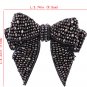 2 Pcs Black Beads Rhinestone Crystals Wedding Large Bow Shoe Clips