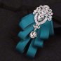 Crystal Rhinestone Dangle Men Pre Tied Color Ribbon Tie Wedding Bow Neck Tie