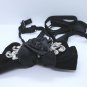 Black Velvet Wedding Groom Men Leaf Crystal Dangle Rhinestone Pre Tied Bow Tie