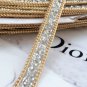 2 Meter Color Beaded Crystal Wedding Sash Gold Chain Trim Iron Sew Applique
