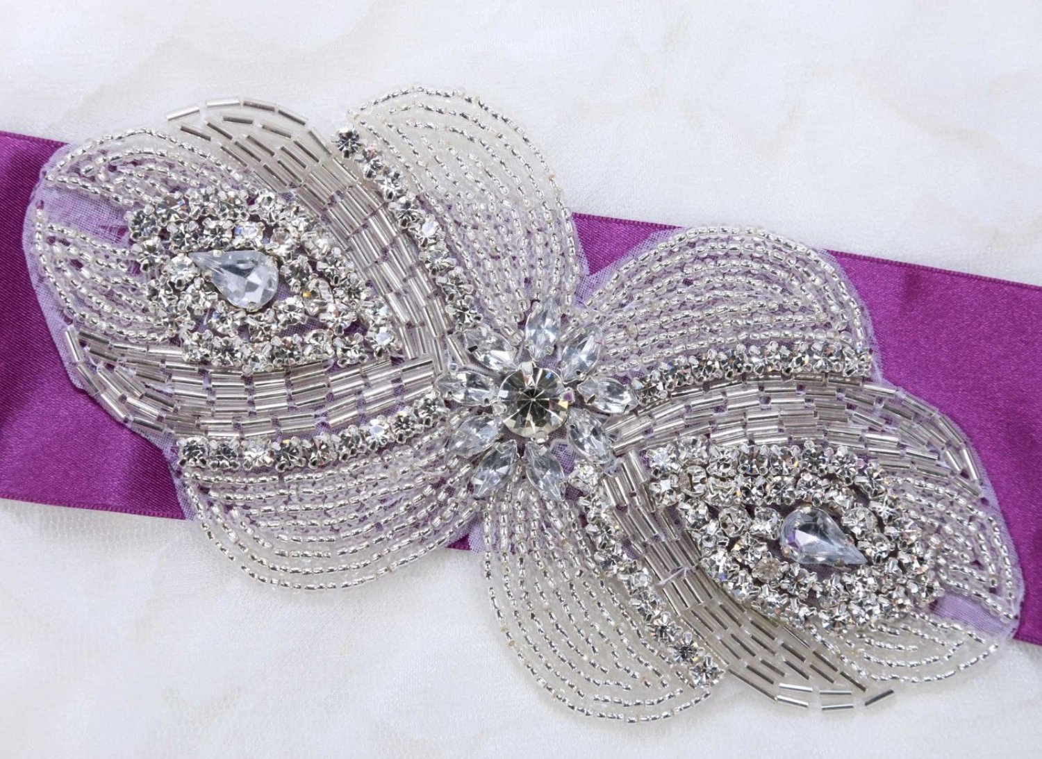 Wedding Dress Gown Sash Belt Craft Beaded Sew Iron Applique Bridal DIY Craft