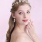 Bridal Rose Gold Leaf Pearl Tiara Headpiece Wedding Hair Flower Vine Wire