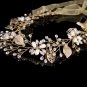 Wedding Bridal Vintage Crystal Tiara Headpiece Gold Leaf Hair Piece
