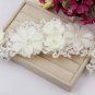 Off White Pearl Handmade Lace Flower Bridal Wedding Hair Headpiece Tiara