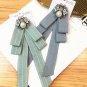 Pale Blue Green Pearl Bee Crystal Fashion Ladies Pre Tied Bow Brooch Pin