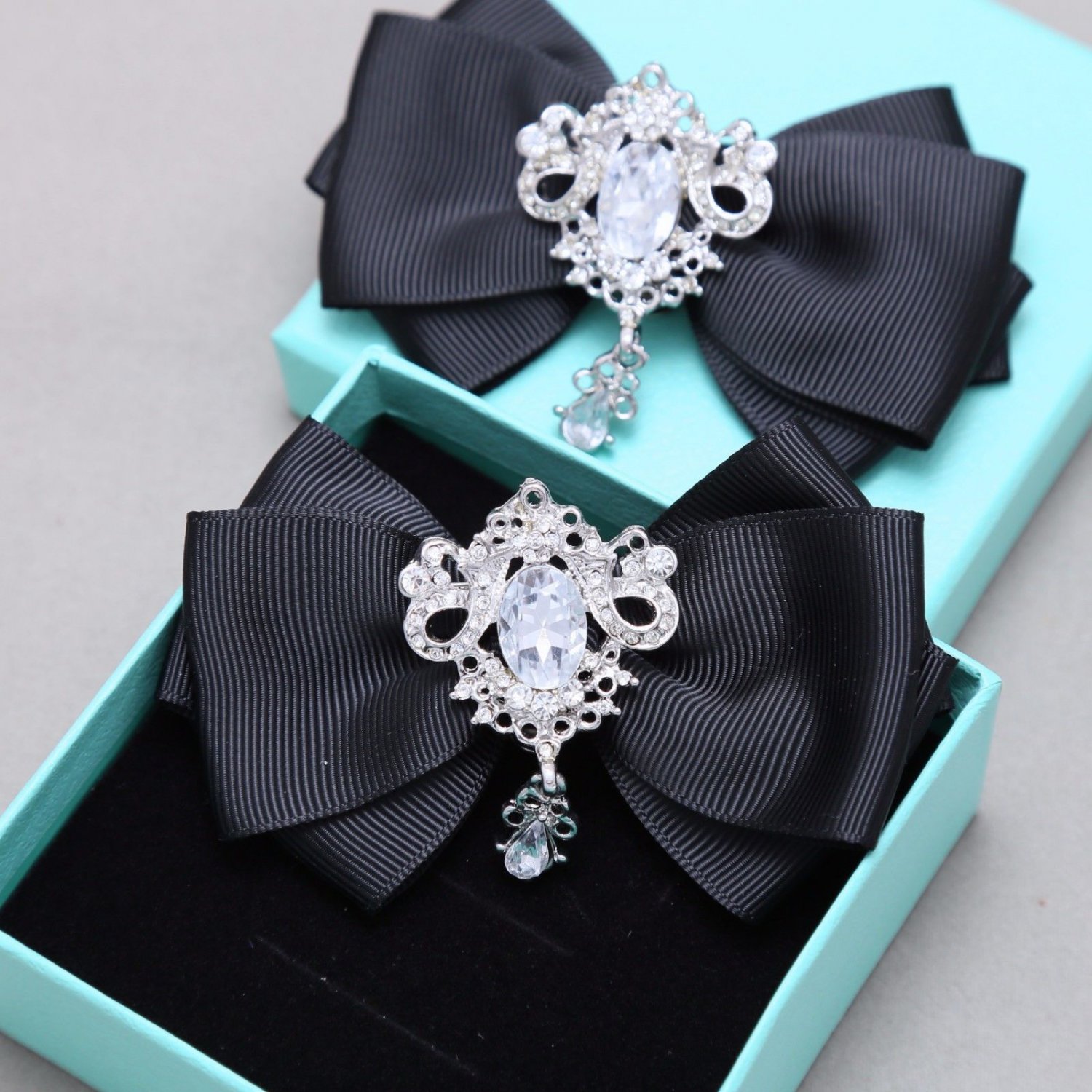 Dangle Crystal Wedding Bridal Bow Shoe Clips,Burgundy,Red,Pink,Black