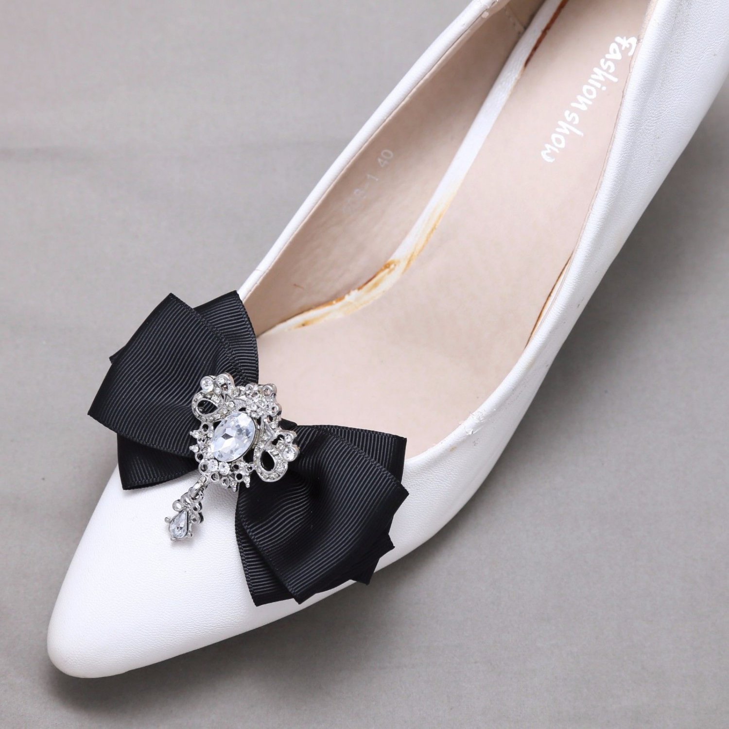 Dangle Crystal Wedding Bridal Bow Shoe Clips,Burgundy,Red,Pink,Black