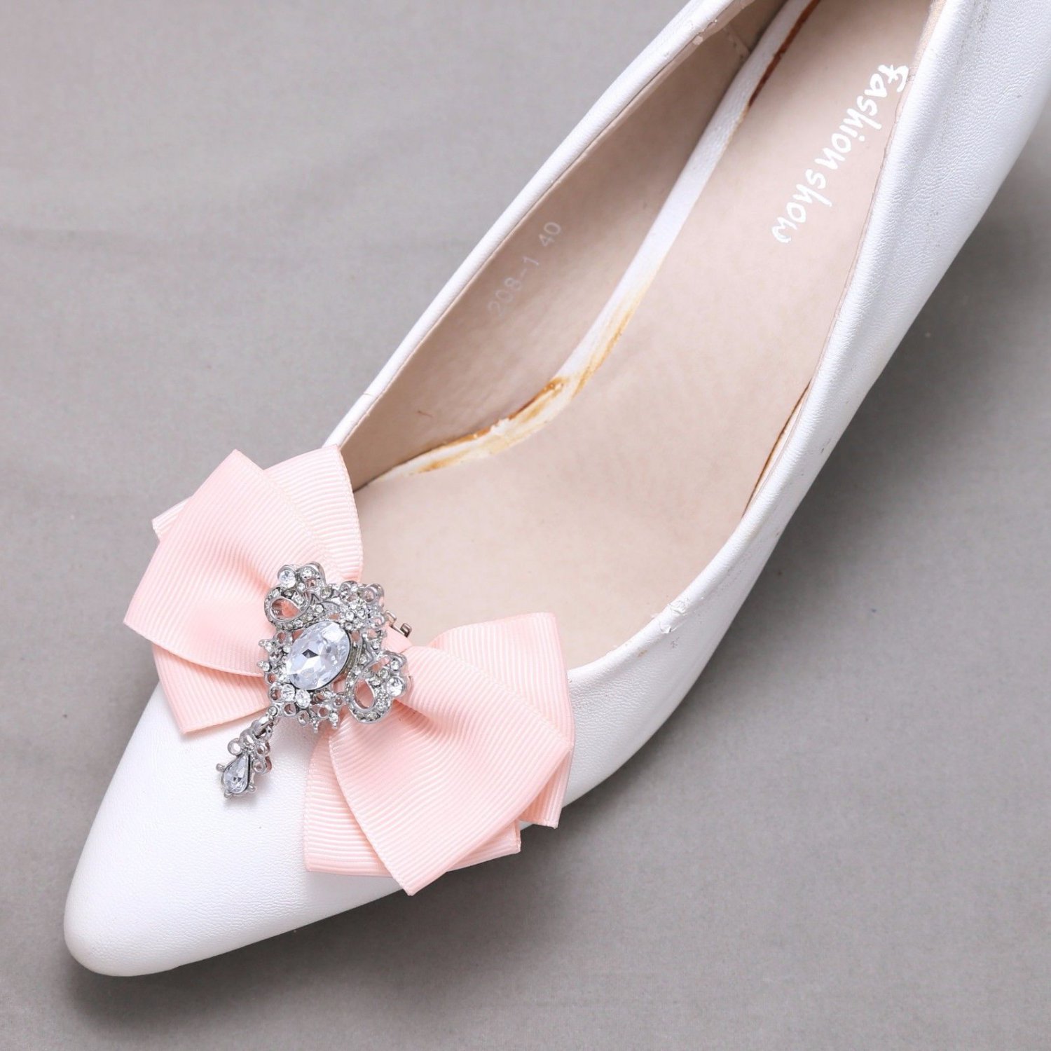 Dangle Crystal Wedding Bridal Bow Shoe Clips,Burgundy,Red,Pink,Black