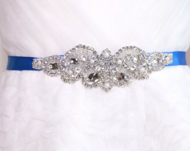 Bridal Pearl Vintage Rhinestone Crystal Ribbon Satin Sash Dress Wedding Belt