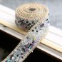 Purple Gold Stone Beaded Crystal Wedding Sash Gold Chain Trim Iron Sew Applique
