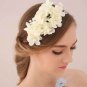 Ivory Silk Flower Pearl Crystal Headband Wedding Hair Accessory