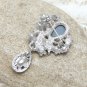 Clear Rhinestone Crystal Vintage Mini Dangle Wedding Brooch Pin