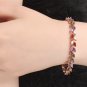 Color Zirconia Leaf Gold Plated Wedding Bridal Bangle Bracelet Jewelry