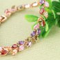 Color Zirconia Leaf Gold Plated Wedding Bridal Bangle Bracelet Jewelry