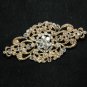 Vintage Victorian Style Gold Tone Rhinestone Crystal Wedding Brooch Pin Jewelry