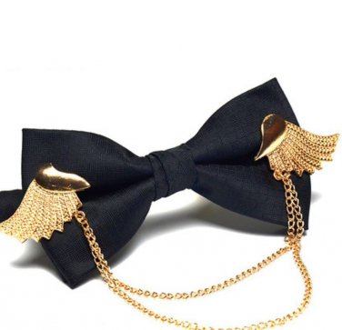 Boys Men Gold Wings Birds Pre-Tied Bow Tie Wedding Neck Tie Bowtie Cravat