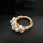 Wedding Fashion Crystal Stone Genuine Natural Pink Freshwater Pearl Gold Ring