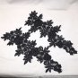1 Pair Bridal Wedding Flower Floral Rose Embroidered Pearl Black Lace Applique