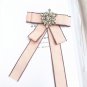 Pink Black Blue Red Crystal Star Ladies Dress Shirt Pre Tied Lace Bow Brooch Pin