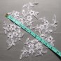 Cream Beaded Faux Pearl Sequin Flower Embroidered Lace Sew on Applique Pair
