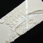 A Pair Off White Crystal Flower Leaf Lace Wedding Fingerless Gloves