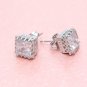 White Platinum Plate Cubic Zirconia Zircon Crystal Silver Stud Post Earrings