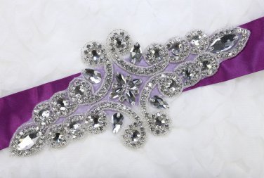 Rhinestone Crystal Wedding Dress Gown Clear Beaded Sash Craft DIY Motif Applique