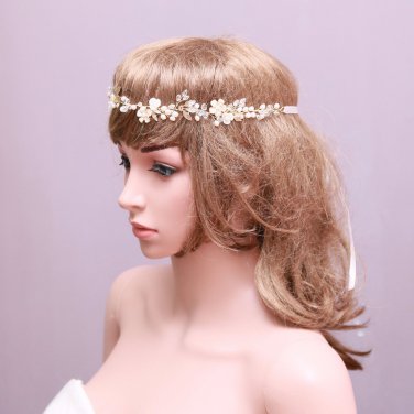 Freshwater Pearl Flower Rhinestone Crystal Tiara Wedding Headpiece Accessories