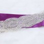 Bridal Dress Gown Sash Iron Sew Craft Beaded Rhinestone Wedding Applique DIY