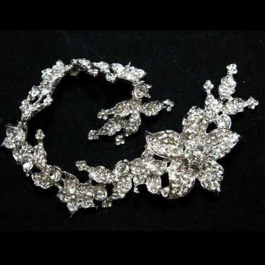 Bridal Rhinestone Crystal Flower Sewing Wedding Hair Chain