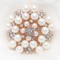 Wedding Bridal Rhinestone Crystal Cream Ivory Pearl Gold Or Silver Brooch Pin