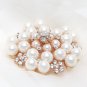 Wedding Bridal Rhinestone Crystal Cream Ivory Pearl Gold Or Silver Brooch Pin