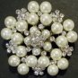 Wedding Bridal Rhinestone Crystal Cream Ivory Pearl Gold Or Silver Brooch Pin