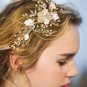 Wedding Freshwater Pearl Flower Leaf Gold Headpiece Tiara Accessories Jewelry