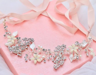 Wedding Bridal Vintage Flower Butterfly Crystal Pearl Tiara Headpiece Hair Piece