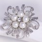 6 Pieces Wedding Bridal Rhinestone Crystal Faux Pearl Silver Gold Brooch Pin