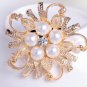 6 Pieces Wedding Bridal Rhinestone Crystal Faux Pearl Silver Gold Brooch Pin