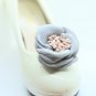 Grey Flower Fibre Wedding Shoe Decoration Clips Bridal Jewelry Pair