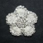 Silver Beaded Rhinestone Crystal Flower Wedding Bridal Craft Applique