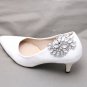 2 Pieces Vintage Large Silver Bridal Shoe Clips Rhinestone Crystals Buckles