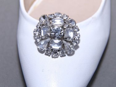 A Pair Rhinestone Crystal Wedding Sandal Bridal Round Shoe Clips