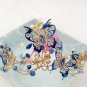 Blue Butterfly Crystal Flower Wedding Bridal Crown Tiara Hair Accessories