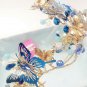 Blue Butterfly Crystal Flower Wedding Bridal Crown Tiara Hair Accessories