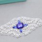 Vintage Style Motif Star Blue Crystal Beaded Bridal Belt Sew on Applique