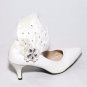 Cream Lace Acrylic Wedding Bridal Off White Feather Fur Shoe Clips Charm Pair