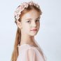 Bride Girl Crystal Beads Pink Flower Leaves Wedding Tiara Hair Accessories