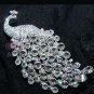 Large Bridal Aurora Rhinestone Crystal Peacock Wedding Brooch Pin