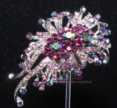Wedding Brooch Pin Jewelry Accessories With Purple Aurora Rhinestone Crystal