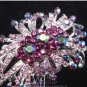 Wedding Brooch Pin Jewelry Accessories With Purple Aurora Rhinestone Crystal