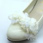 A Pair Rhinestone Crystal Wedding Bridal Cream  Rose Flower Boots Shoes Clips